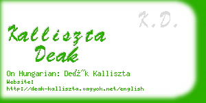 kalliszta deak business card